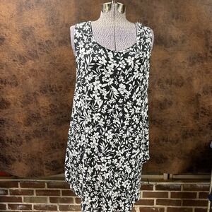 Old Navy Luxe long tank black white floral womens XXL gym‎ workout